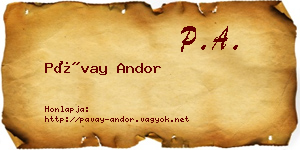 Pávay Andor névjegykártya